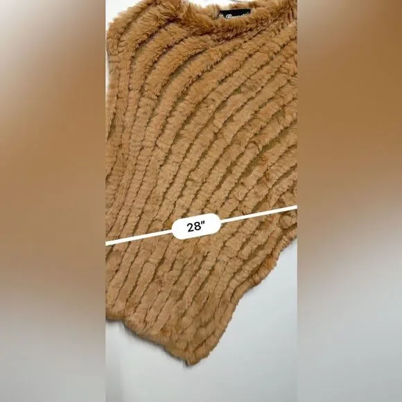 La Fiorentina Camel Genuine Fur Asymmetrical Poncho One Size NWOT